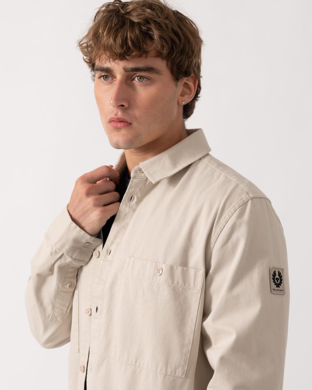 Belstaff Natural Outpost Shirt Cotton Herringbone for men