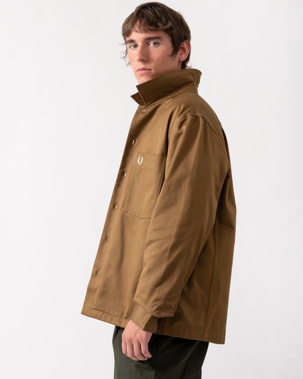 Fred Perry Brown Twill Overshirt for men