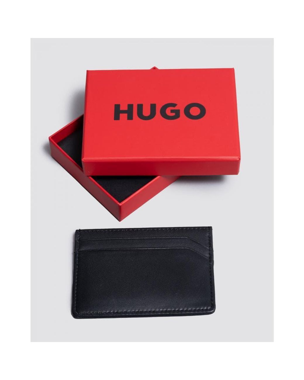 HUGO Handwritten Signature Leather Cardholder in Red for Men | Lyst