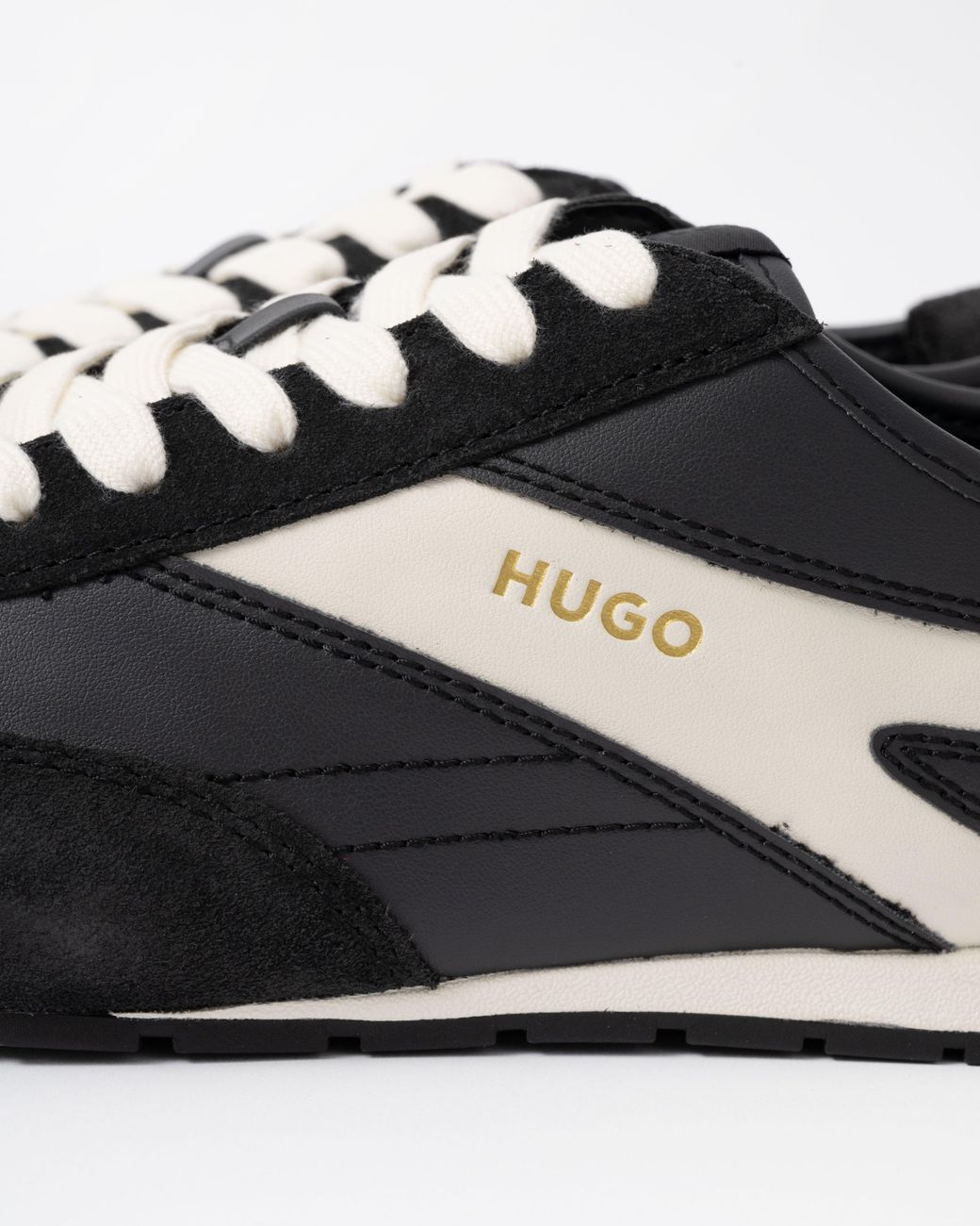 HUGO Black Lytton Suede-Panelled Trainers With A Retro Silhouette for men