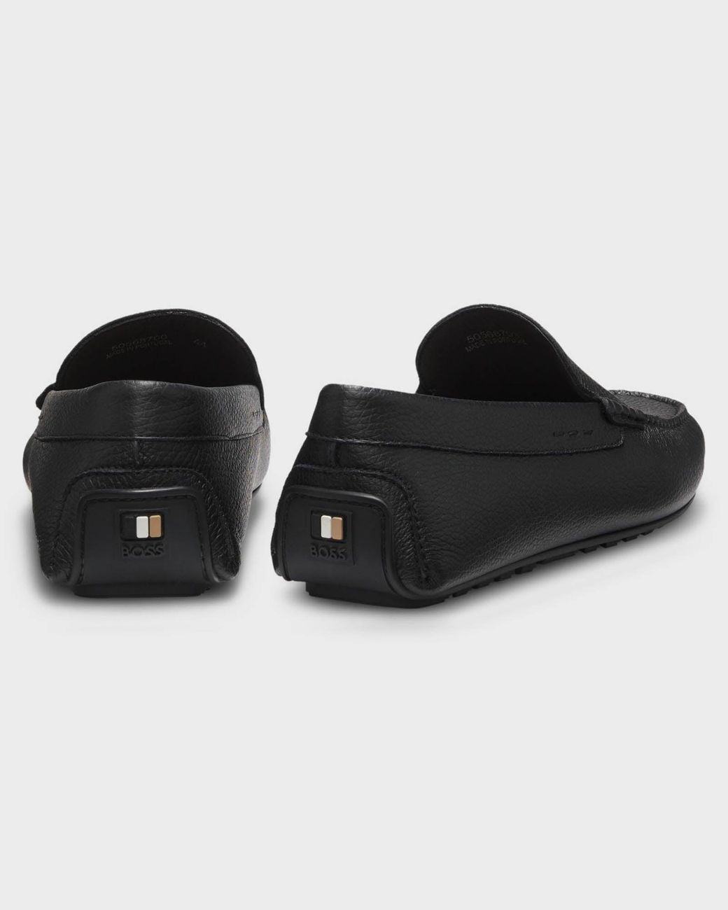 Boss Black Noel Tumbled-Leather Loafers With Driver Sole for men