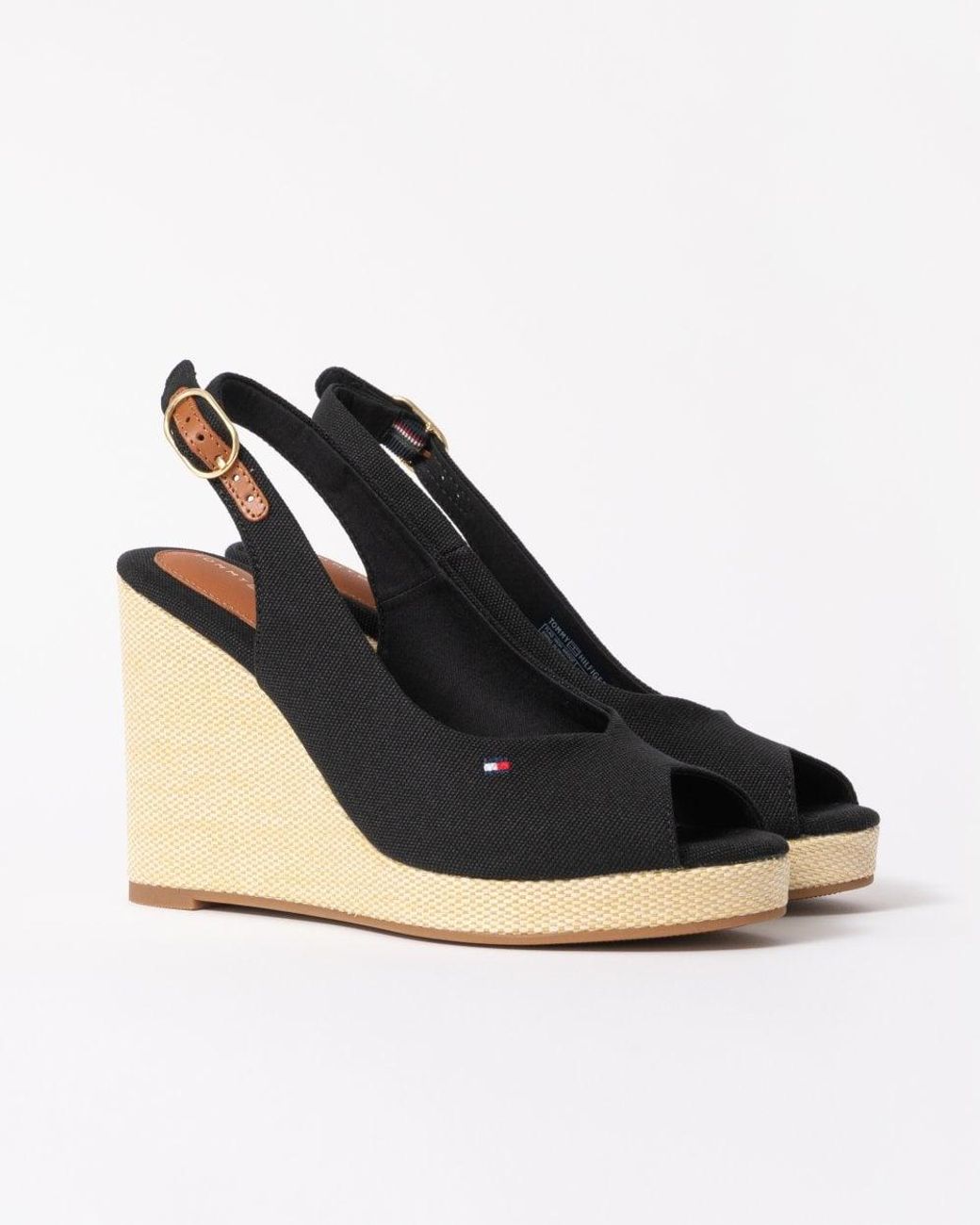 Tommy Hilfiger Black Flag Slingback Wedge Espadrille