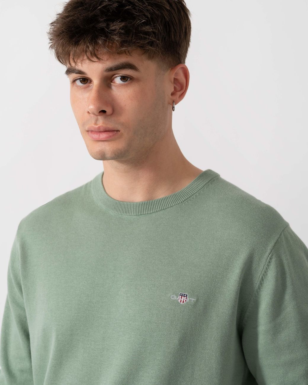 Gant Green Classic Cotton Shield Logo Crew Neck Jumper for men