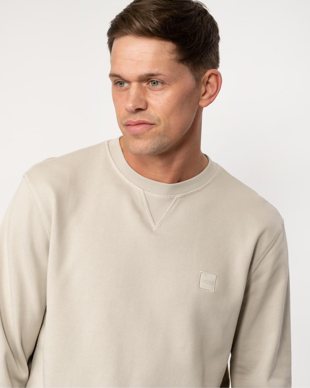 Boss Natural Boss Westart Crew Neck Sweatshirt With Logo Patch Colour: Light 271, Size: L for men