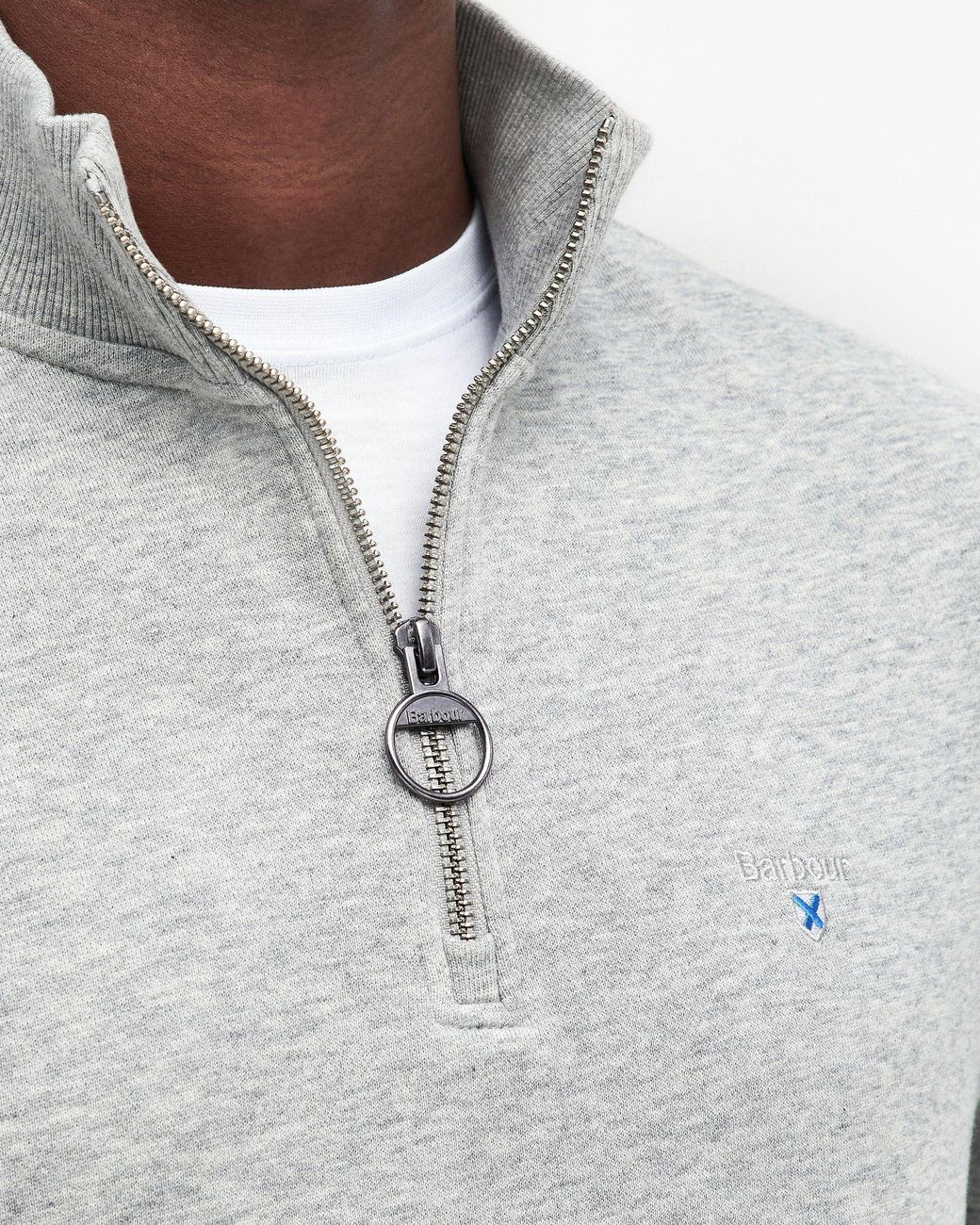 Barbour Gray Beckhill Half Zip Sweatshirt Size: L for men