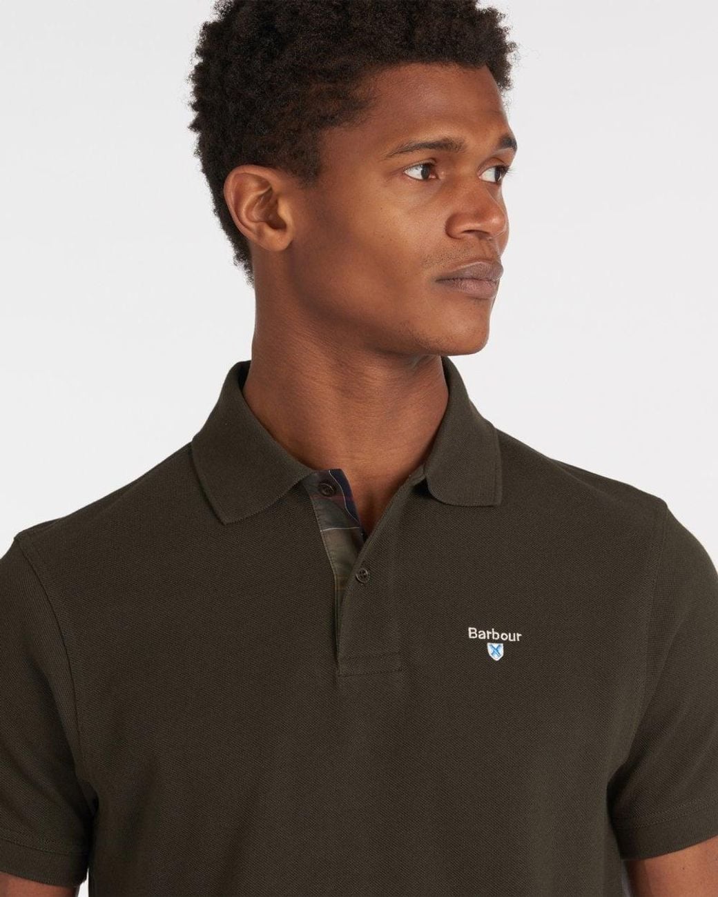 Barbour Brown Tartan Pique Polo Size: M for men