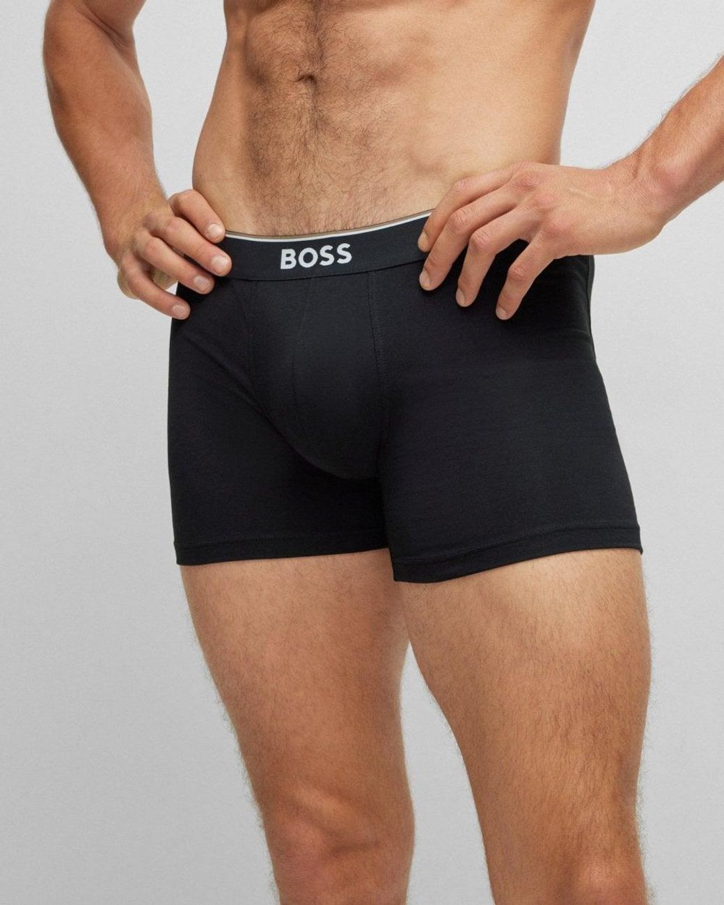Boss Black Power Three Pack Stretch Cotton Boxer Briefs With Logos Nos for men