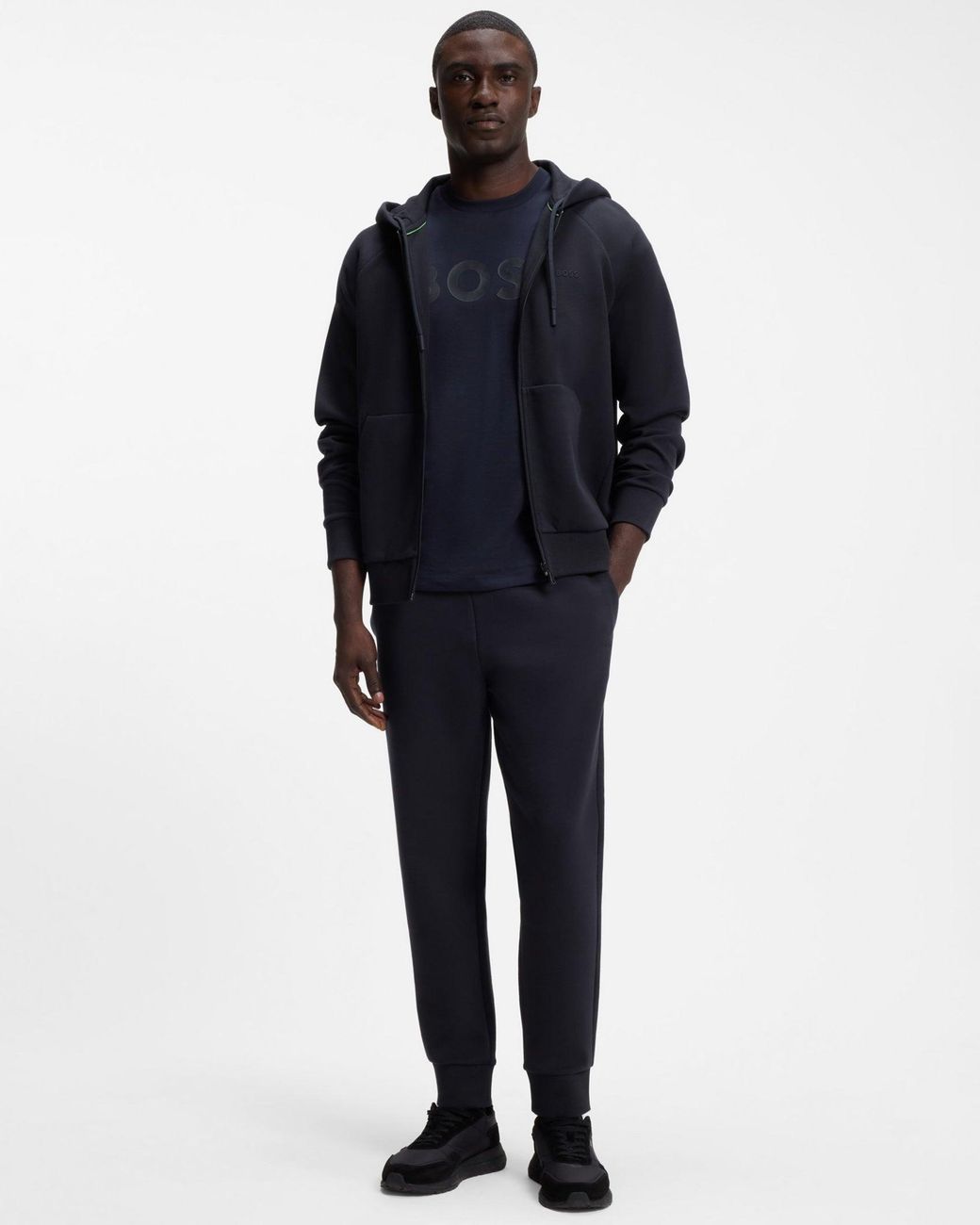Boss Blue Saggy Zip Hoodie for men
