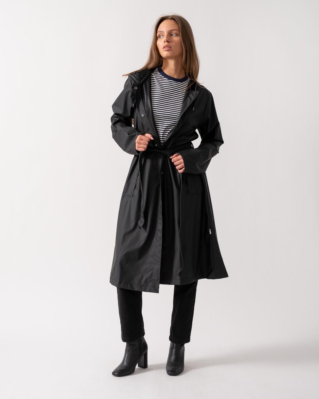 Rains White A-line Longer Jacket