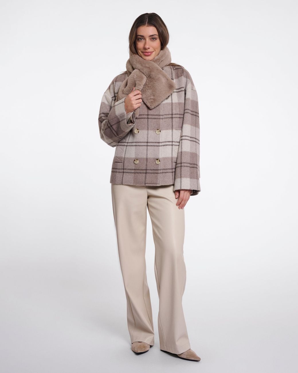 Rino & Pelle Brown Stip Faux Fur Scarf