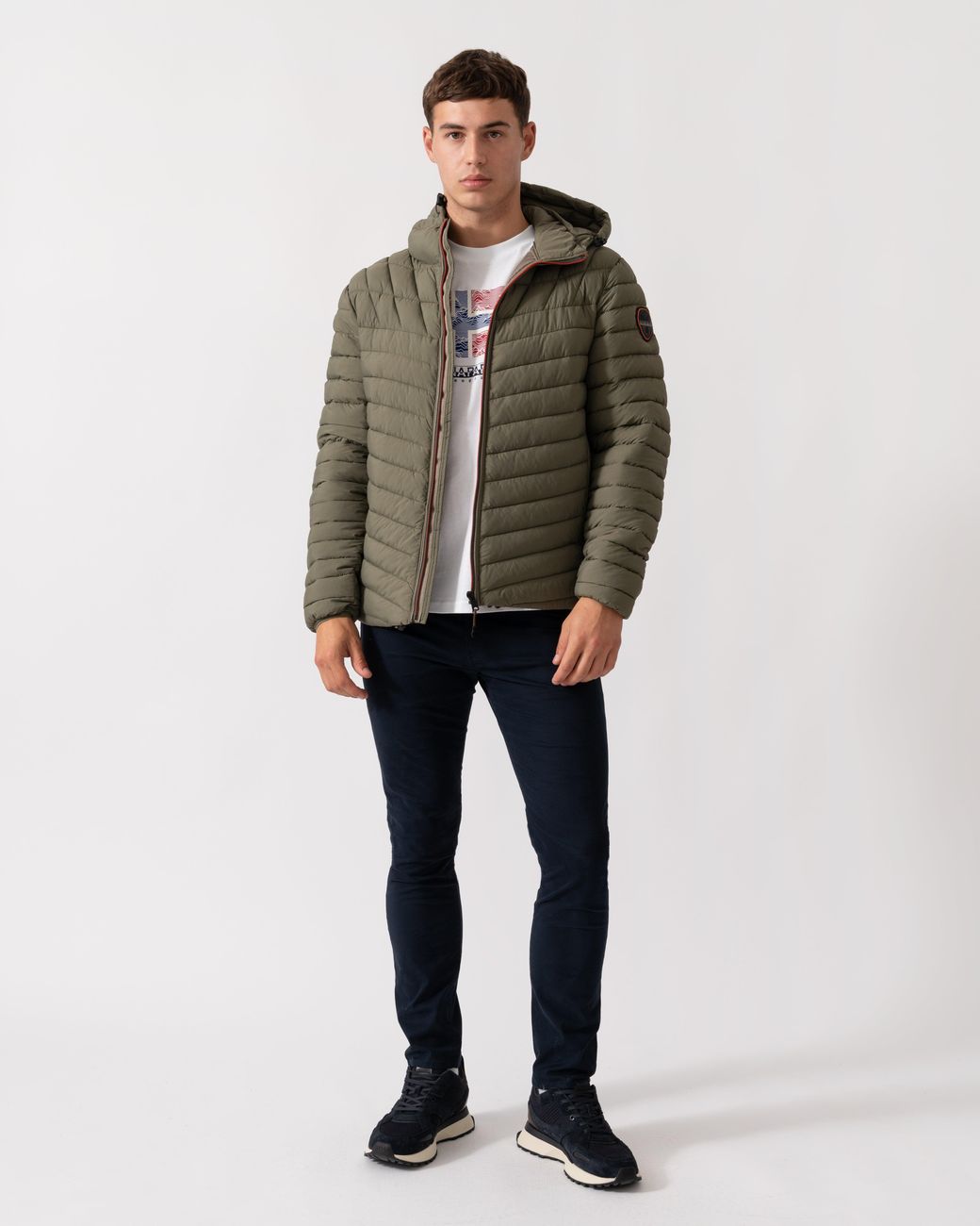 Napapijri Green A-Lapaz Hooded Puffer Jacket for men