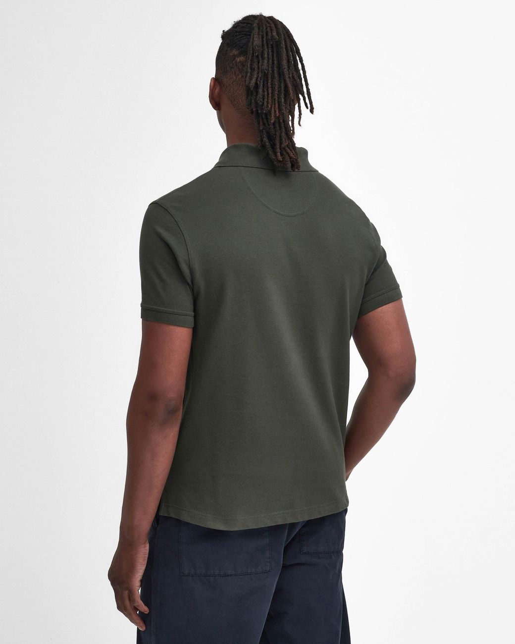 Barbour Black Tartan Pique Polo for men