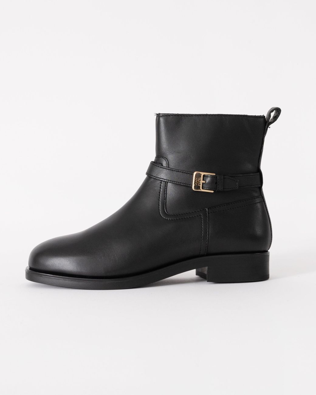 Tommy Hilfiger Black Th Buckle Riding Leather Booties