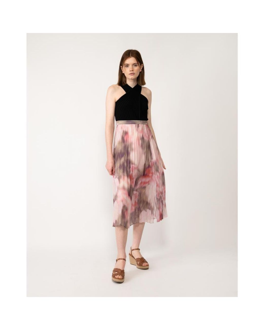 Ted Baker Loulous Cross Front Pleated Dress With Knit Bodice in