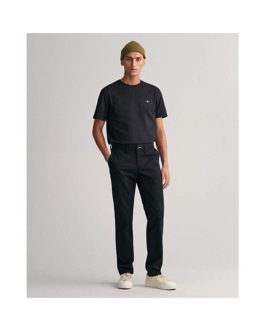 Gant Black Slim Fit Twill Chinos for men