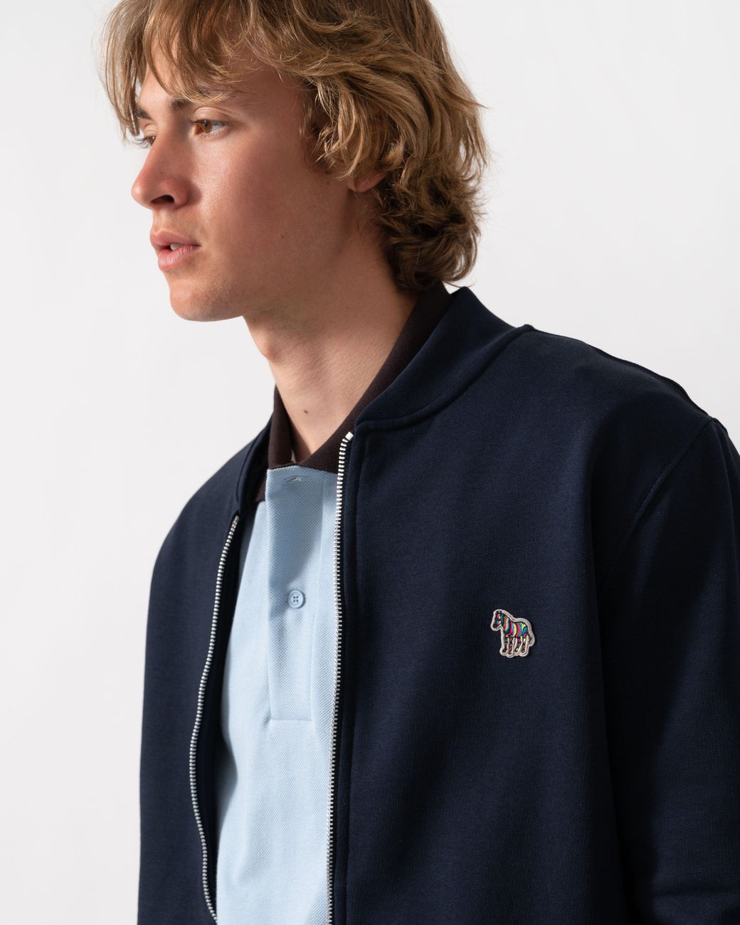 Paul Smith Blue Ps Regular Fit Zebra Logo Zip Bomber Jacket for men