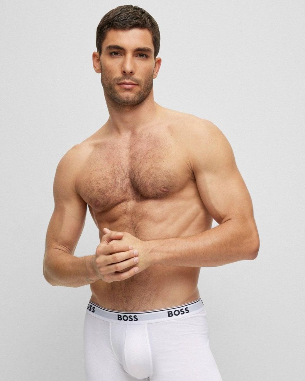 Boss Black Power Three Pack Stretch Cotton Boxer Briefs With Logos Nos for men