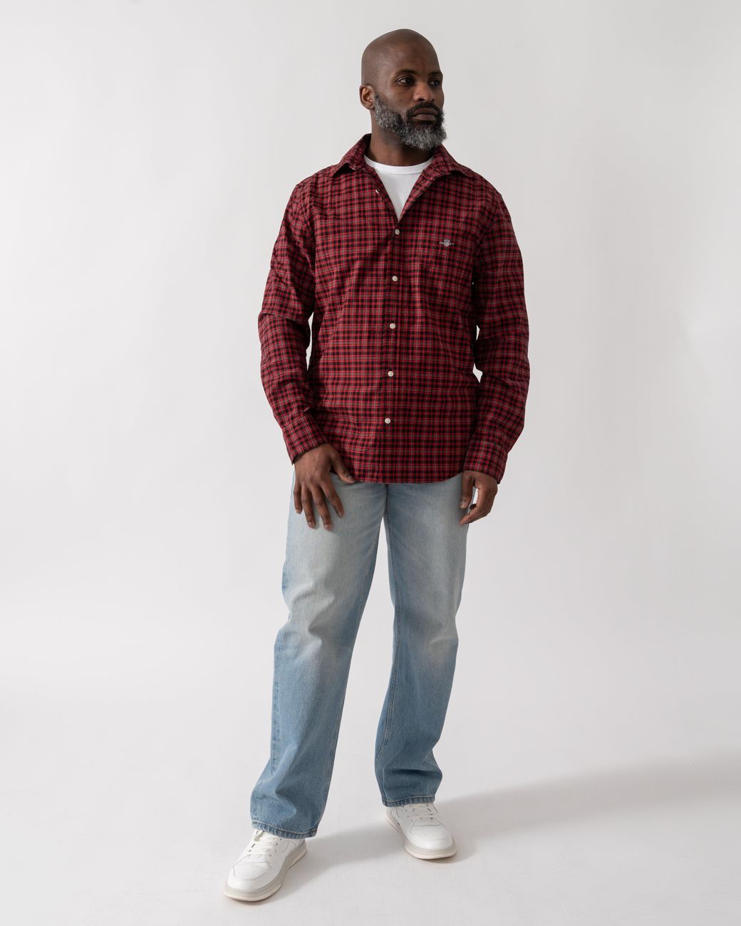 Gant Red Regular Fit Classic Poplin Check Shirt for men