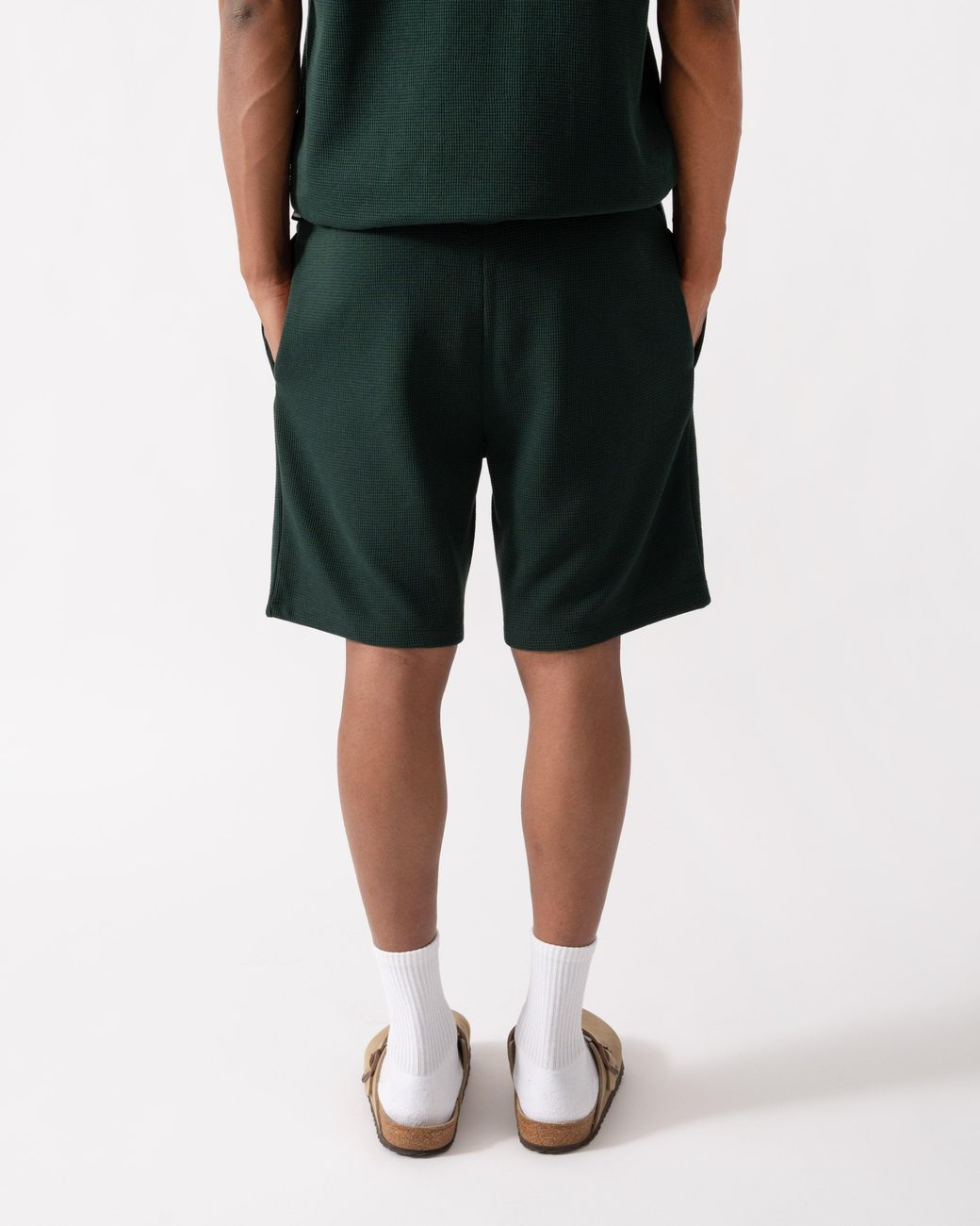 Boss Green Waffle Cotton Blend Waffle Structure Pyjama Shorts With Embroidered Logo for men