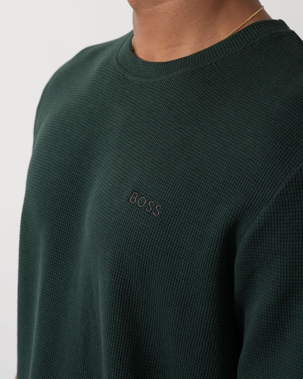Boss Green Waffle Cotton-Blend Pyjama T-Shirt With Embroidered Logo for men