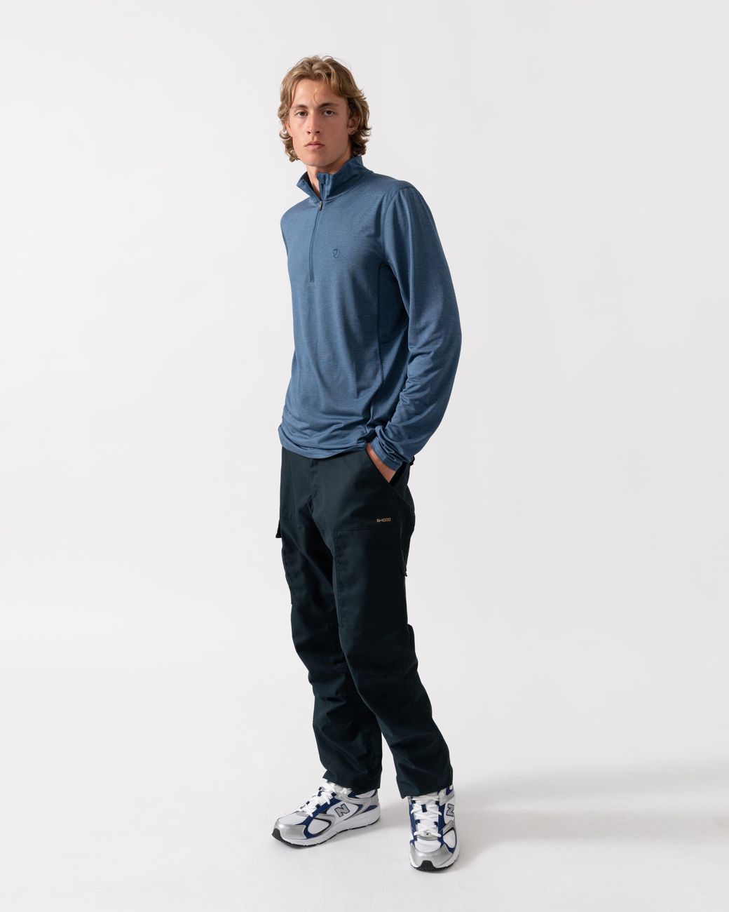 Fjallraven Blue Abisko Day Hike Half Zip Long Sleeve Top for men