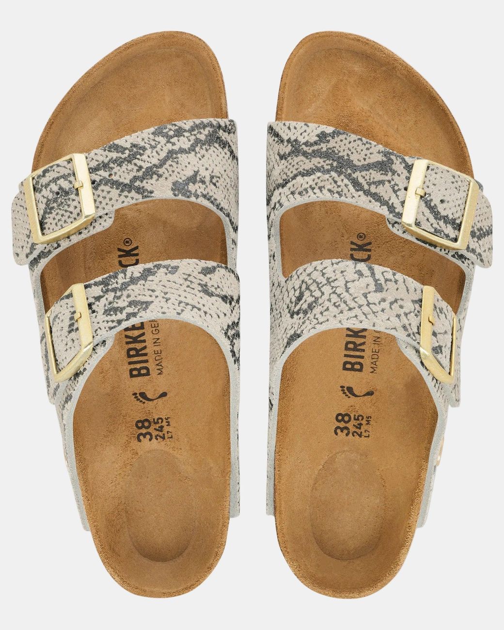 Birkenstock White Arizona Rivet Logo Suede Sandals