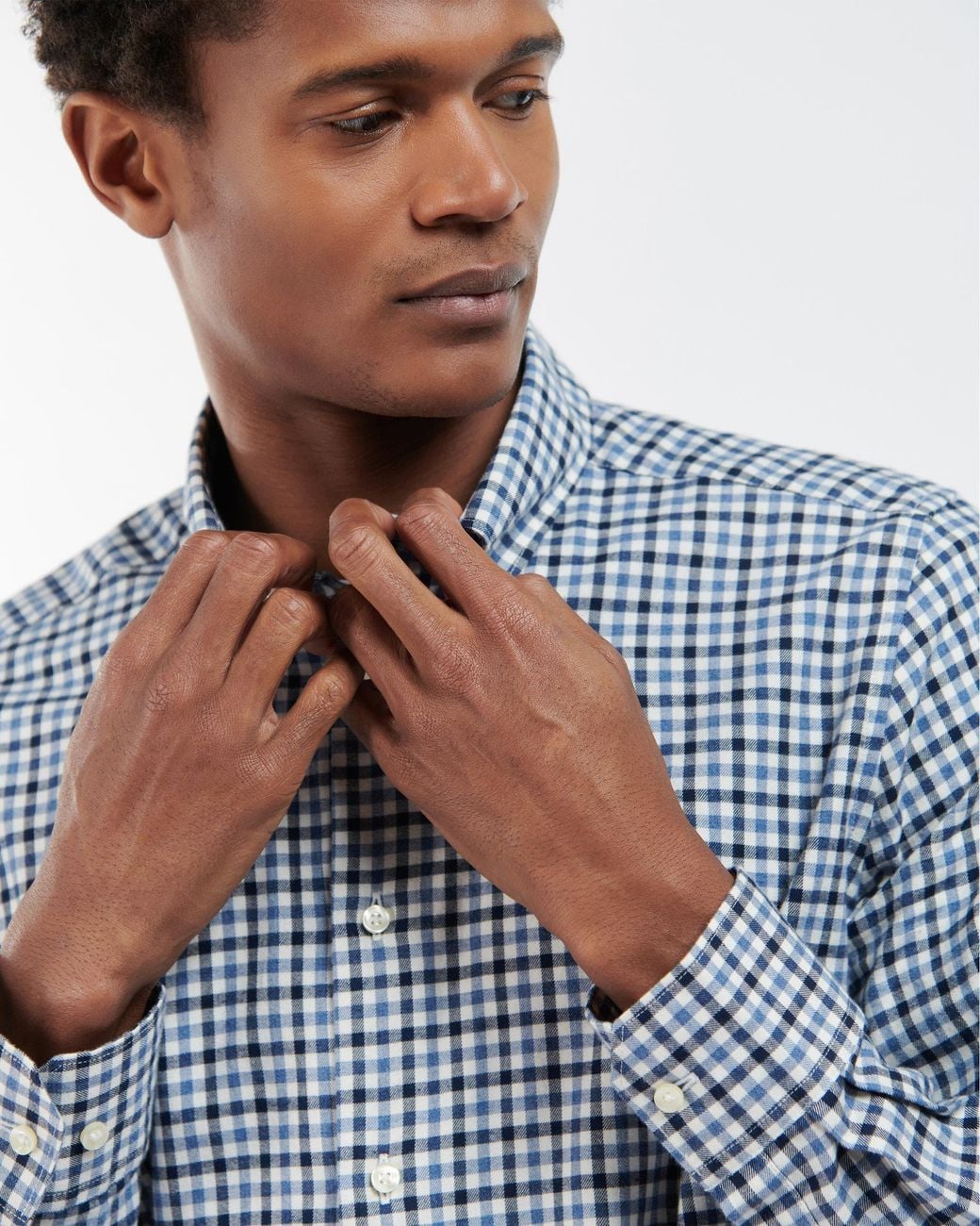 Barbour Blue Finkle Long Sleeve Tailored Fit Shirt Size: L for men