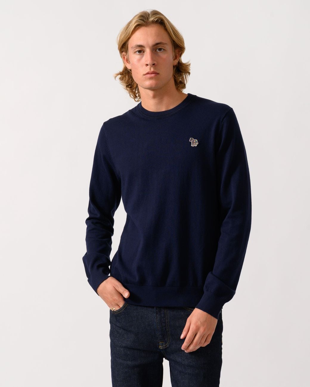Paul Smith Blue Ps Crew Neck Zebra Badge Sweater for men