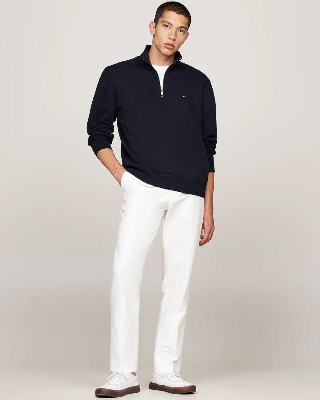 Tommy Hilfiger Blue Essential Fleece Half Zip Sweatshirt for men