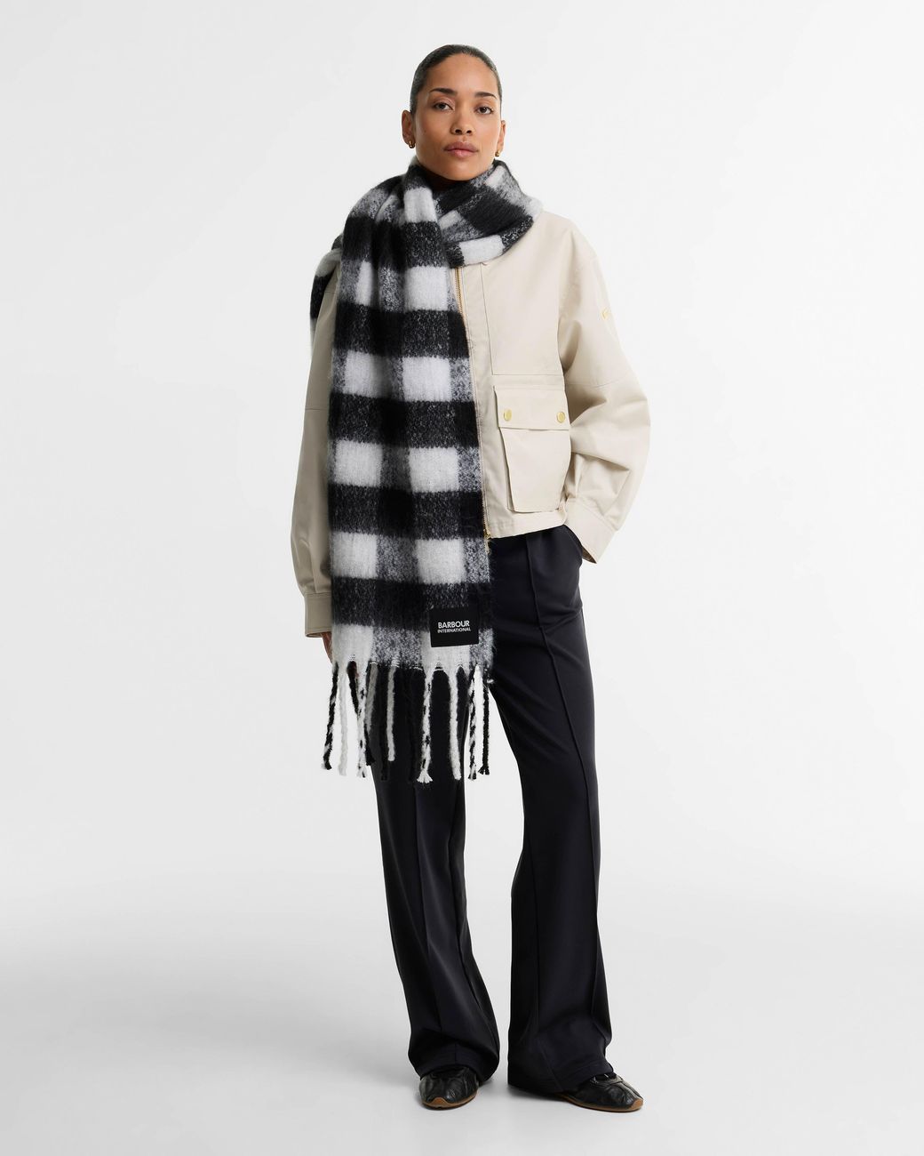 Barbour White Branton Scarf
