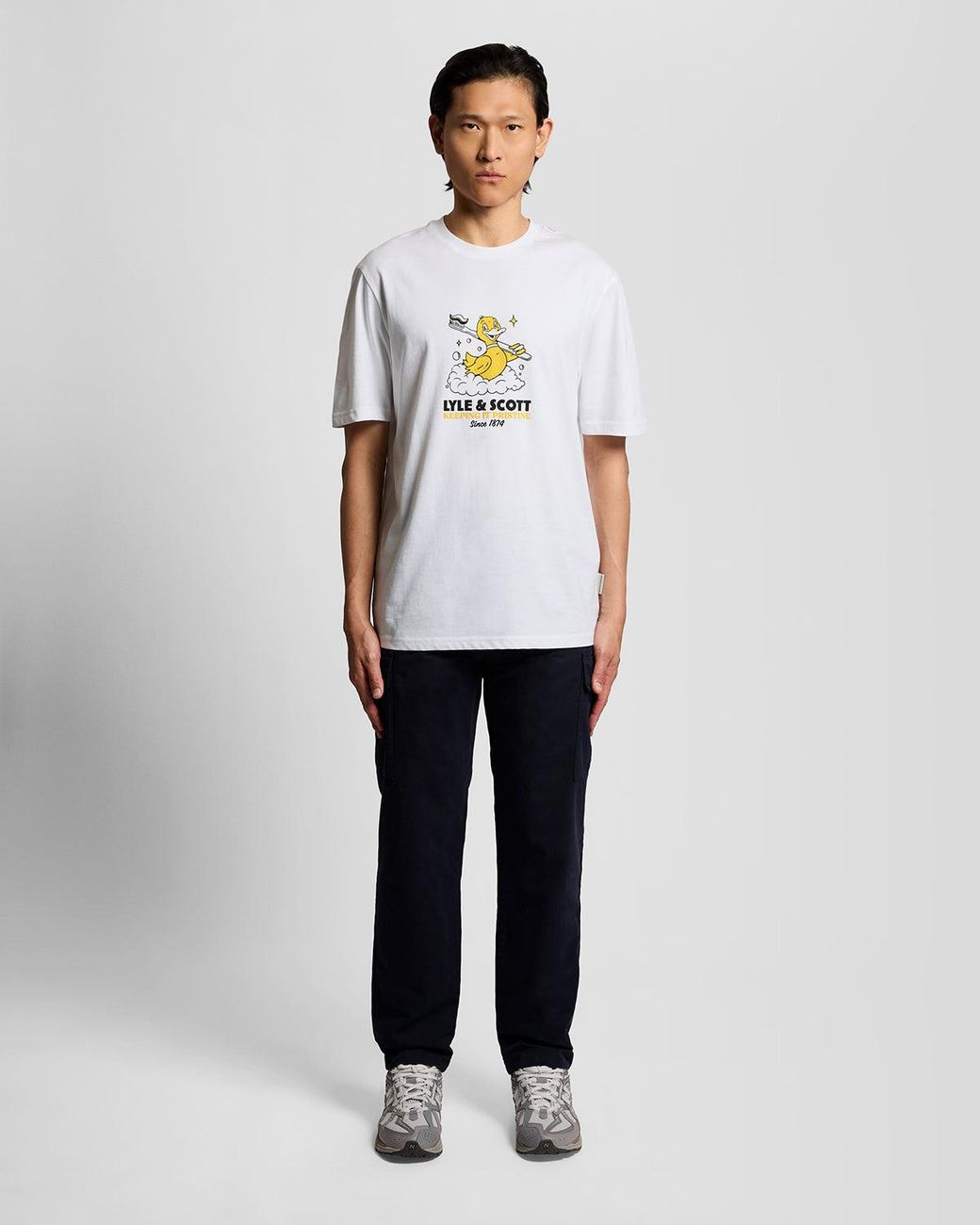 Lyle & Scott White Chest Print Graphic T-Shirt for men