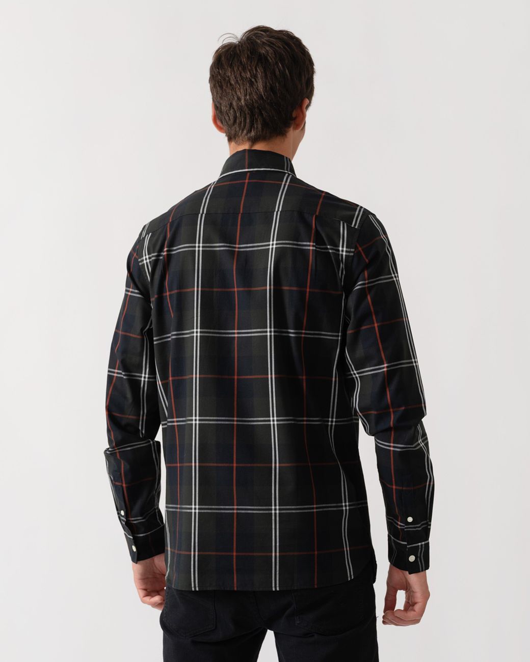 Fred Perry Black Poplin Tartan Shirt for men