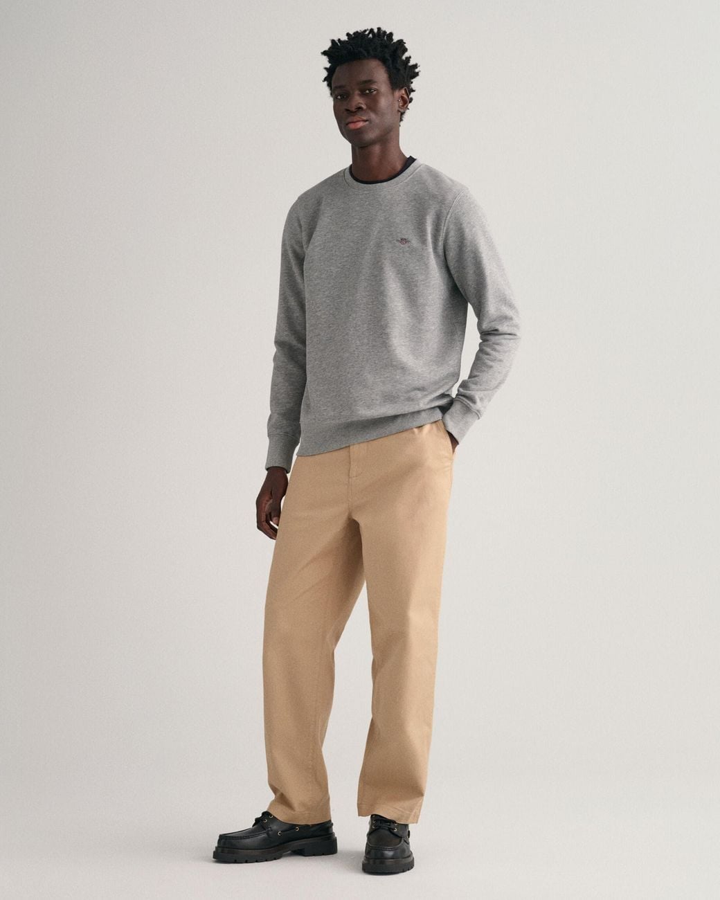 Gant Gray Melange Shield Crew Neck Sweatshirt for men