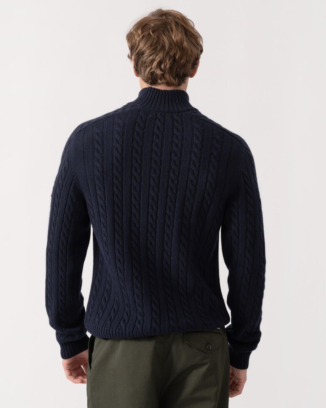 Belstaff Blue Westport Quarter Zip Cable Knit Jumper for men