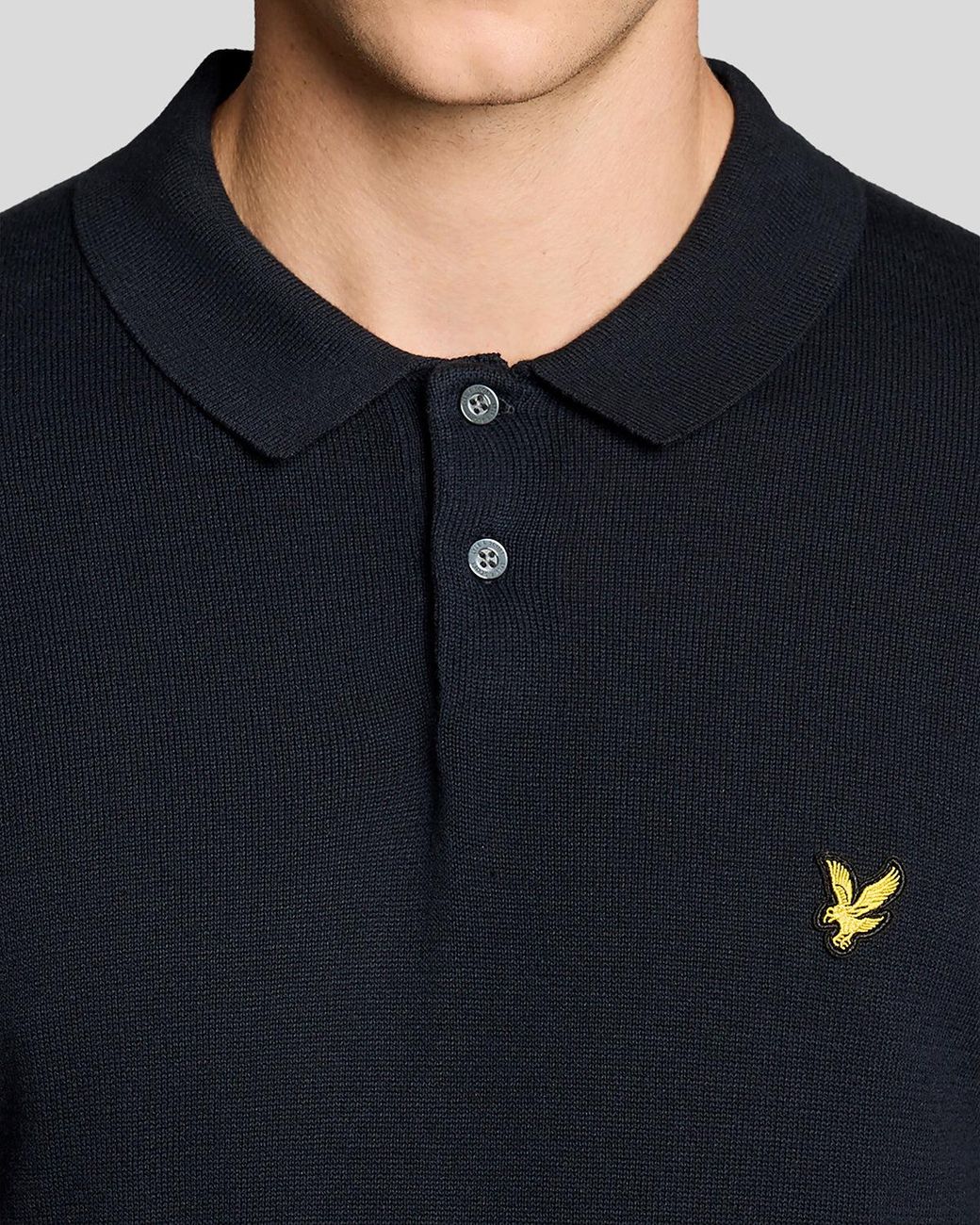 Lyle & Scott Black Cotton Knitted Polo Shirt for men