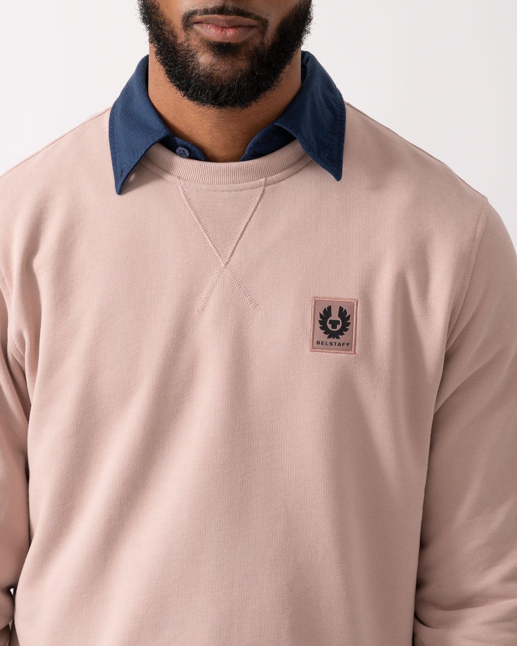 Belstaff Pink Crew Neck Sweatshirt With Logo Patch for men