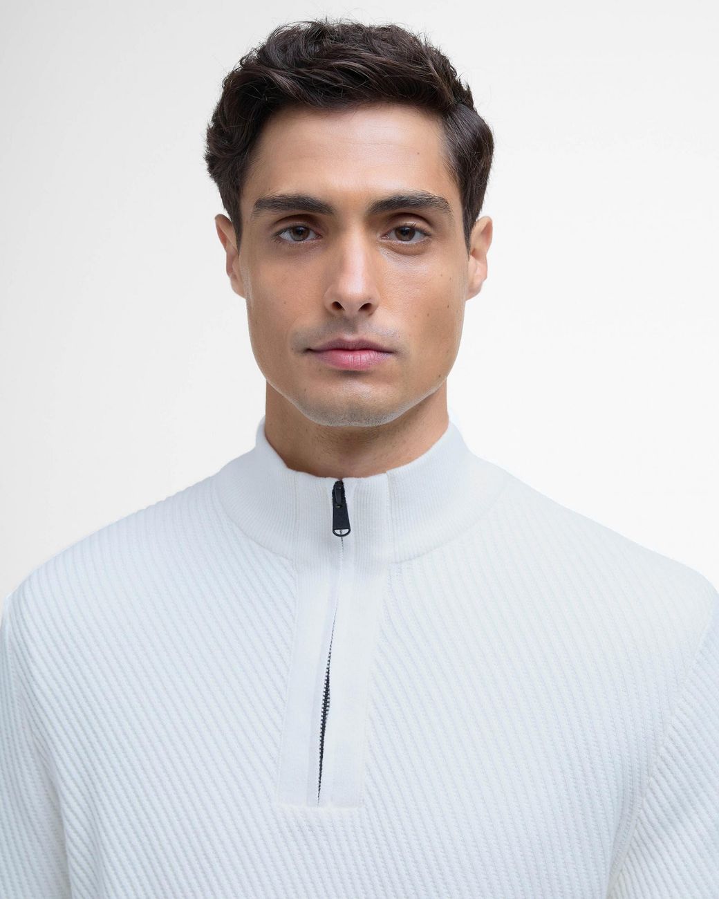 Barbour White Dune Funnel Neck Jumper for men