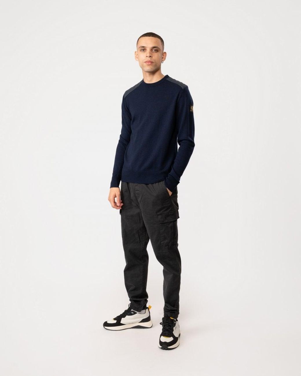 Belstaff Blue Kerrigan Merino Wool Crew Neck Jumper for men