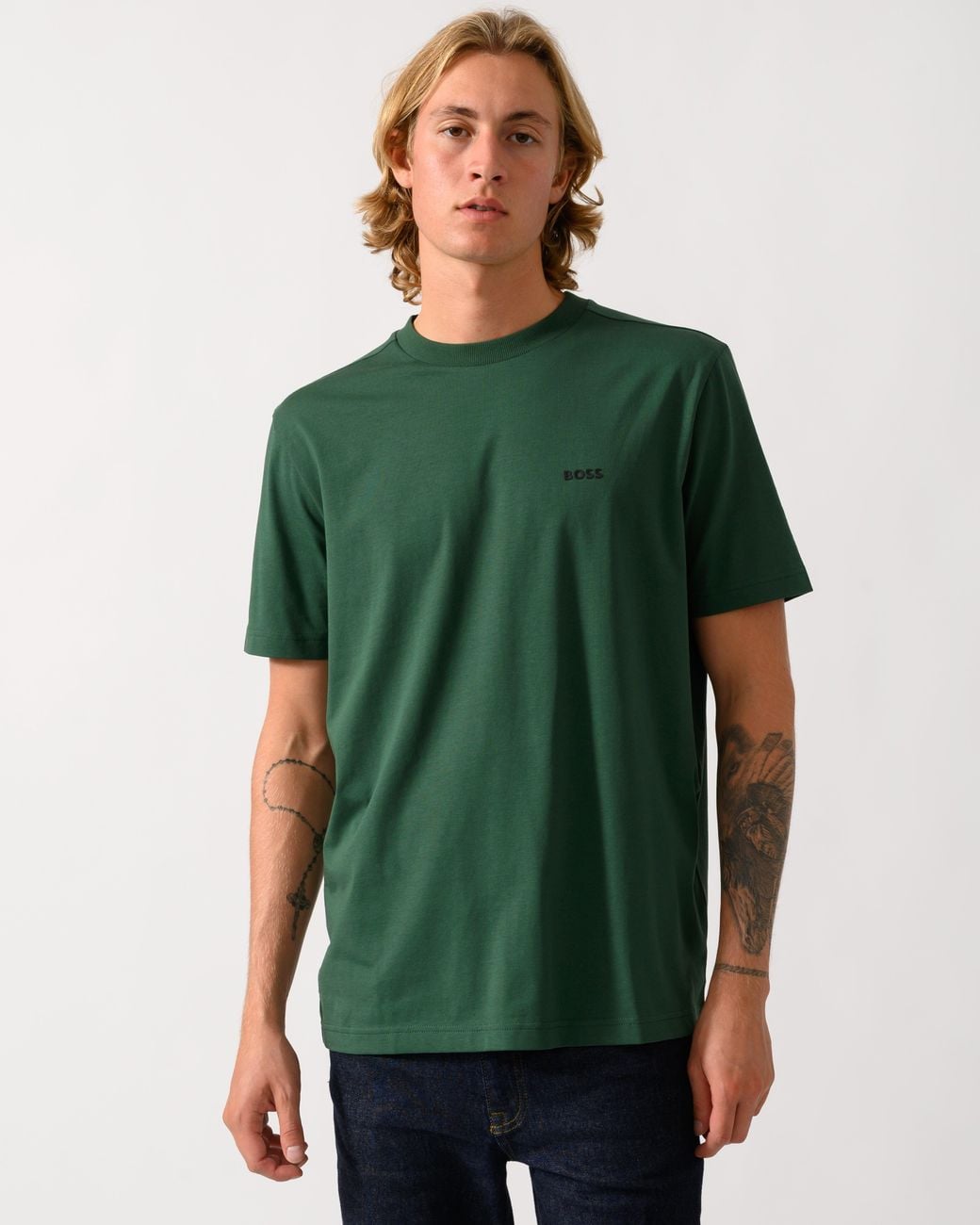 Boss Green Tee Stretch Cotton T-Shirt With Contrast Logo for men