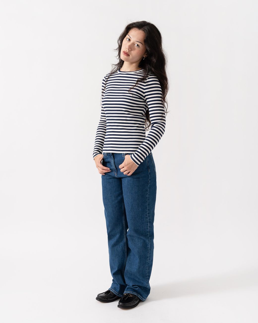 Joules Multicolor Sophie Long Sleeve Ribbed Fitted T-Shirt