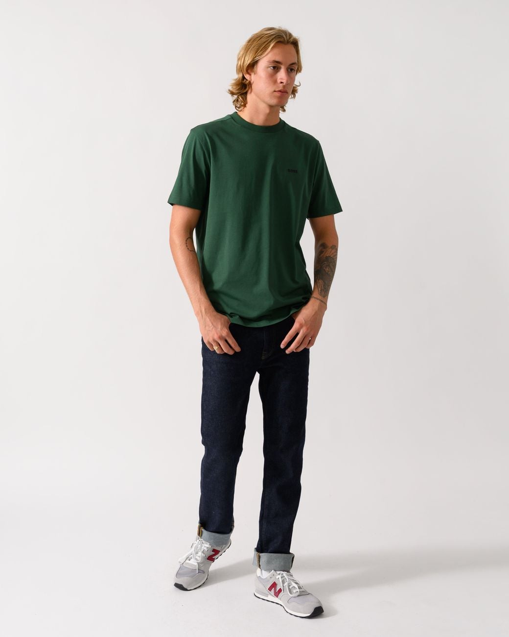 Boss Green Tee Stretch Cotton T-Shirt With Contrast Logo for men