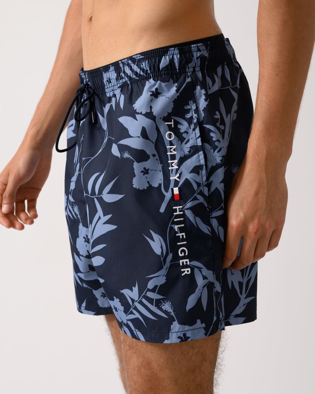 Tommy Hilfiger Blue Medium Drawstring Leaf Print Swim Shorts for men
