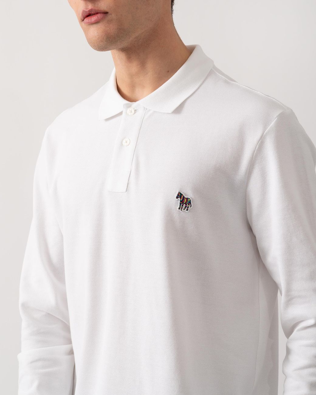 Paul Smith Gray Ps Regular Fit Long Sleeve Classic Zebra Polo for men