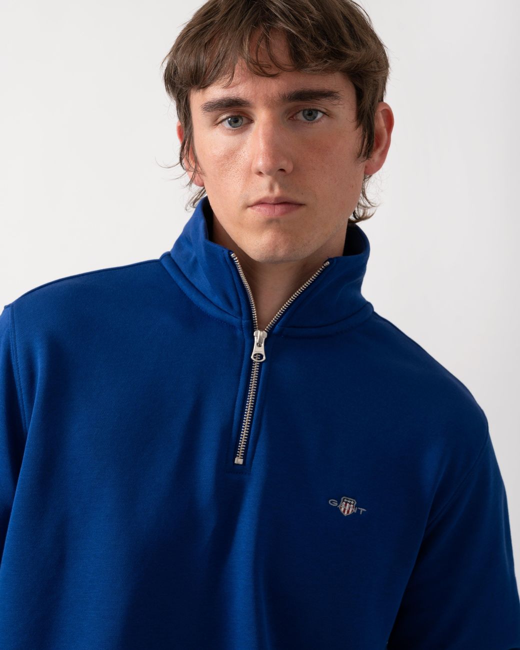 Gant Blue Regular Fit Shield Logo Half Zip Sweatshirt for men