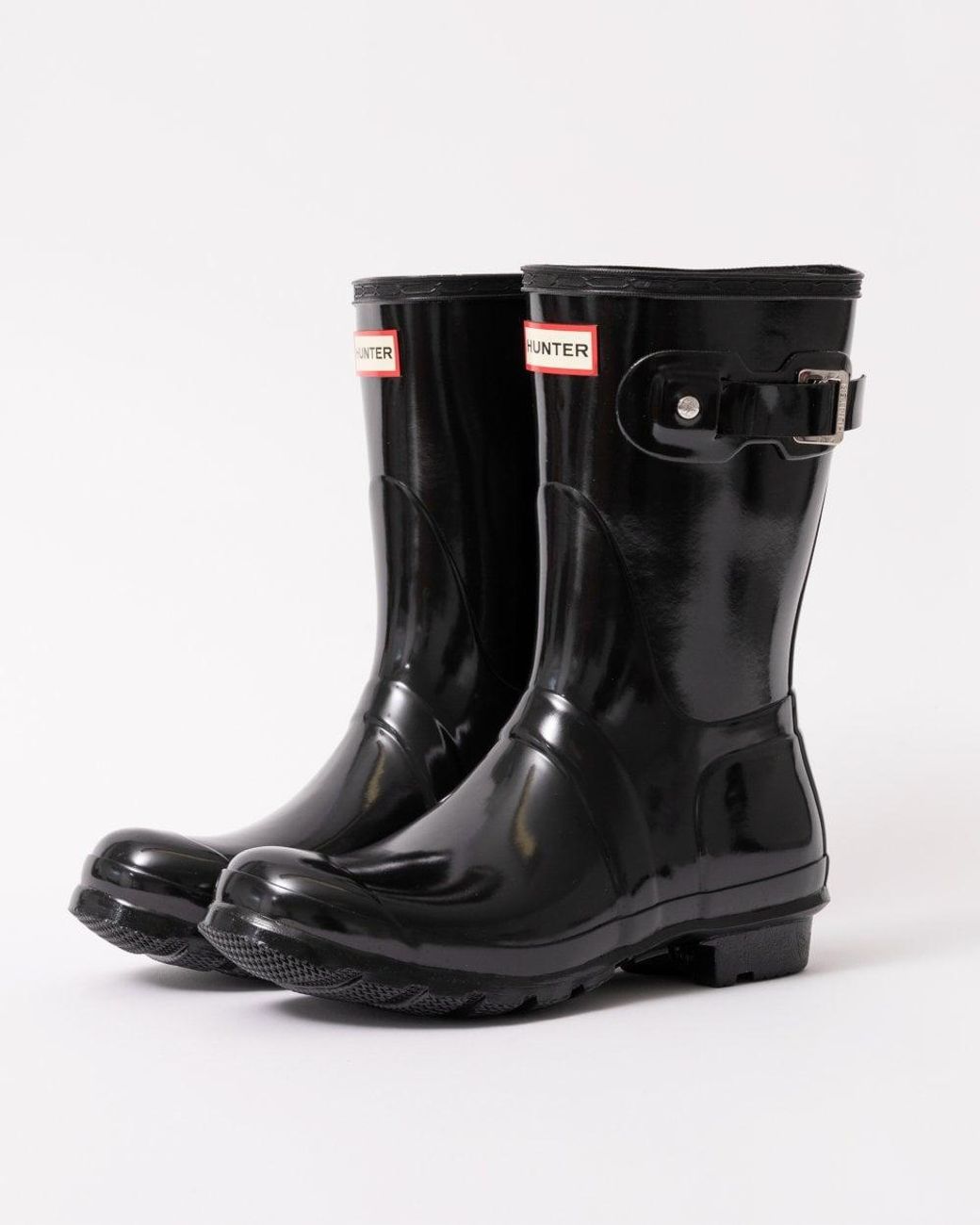 Hunter Black Original Short Gloss Wellington Boots