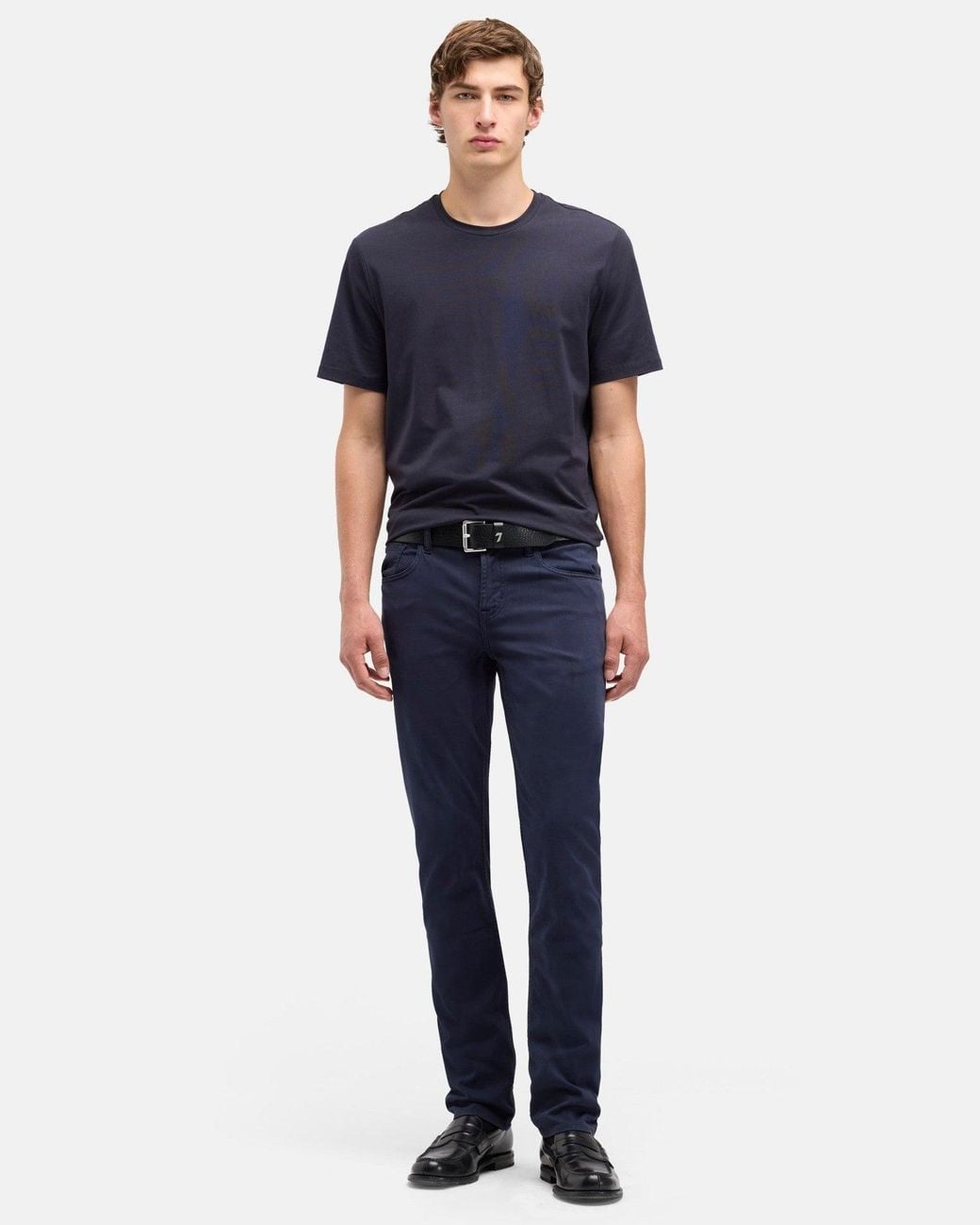 7 For All Mankind Blue Slimmy Slim Fit Luxe Performance Plus Stretch Sateen Jeans for men