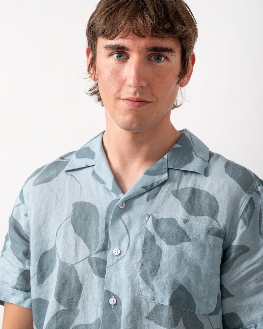 Oliver Sweeney Gray Marvao Linen Shirt for men