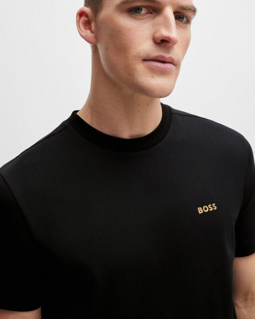 Boss Black Tee Stretch Cotton T-Shirt With Contrast Logo Nos for men