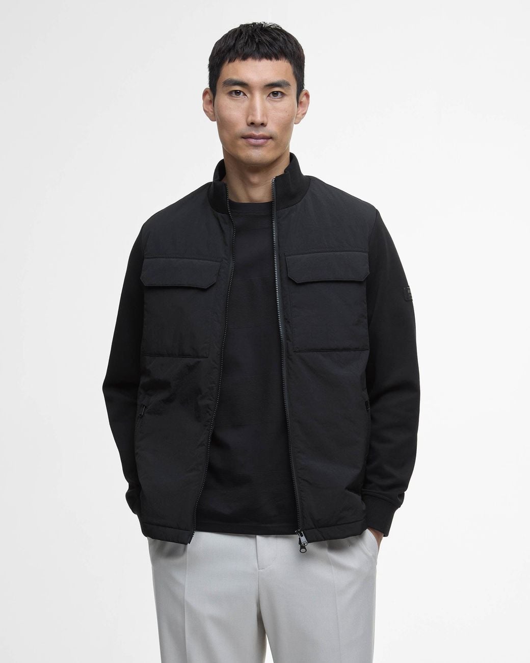 Barbour Black Ethan Funnel Neck Quilted Sweat for men