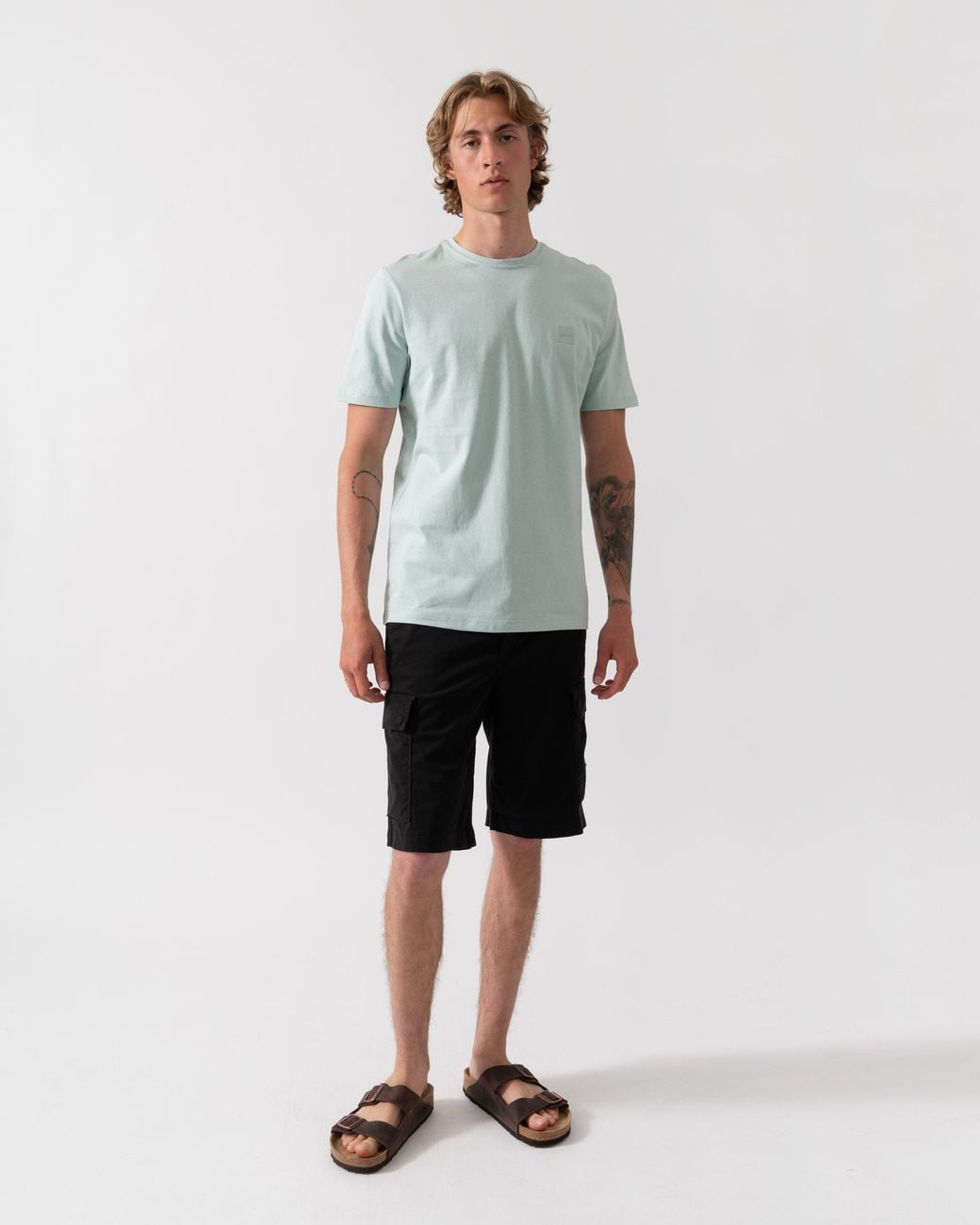 Boss Gray Tales Cotton-Jersey T-Shirt With Logo Patch for men